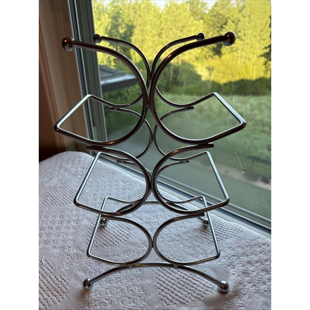 On the Counter Chrome Wine Rack 6 bottles‎ 15" Tall MCM